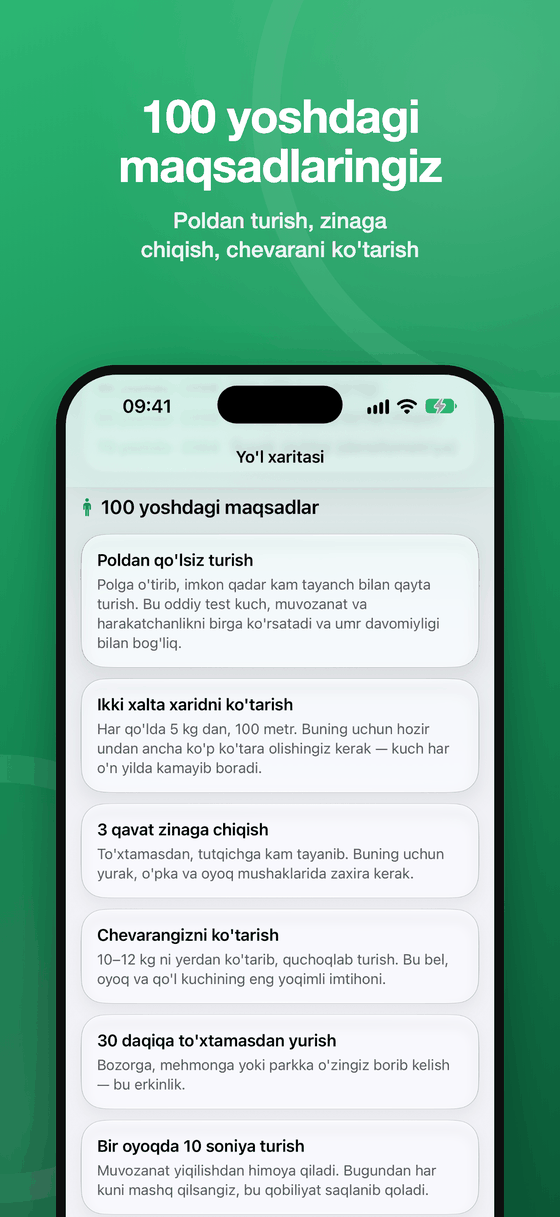 100 yoshdagi maqsadlar